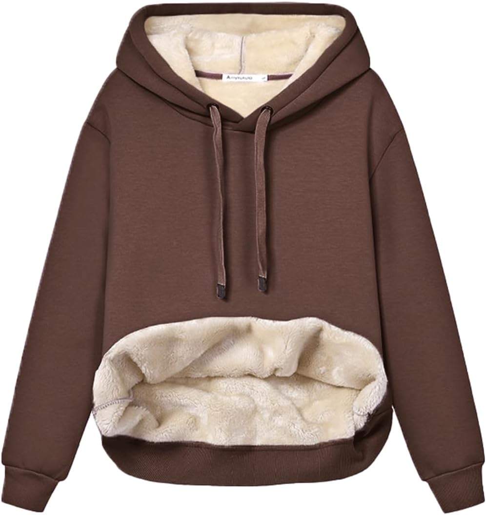 Haellun Womens Casual Winter Warm Fleece Sherpa Pullover Hoodie