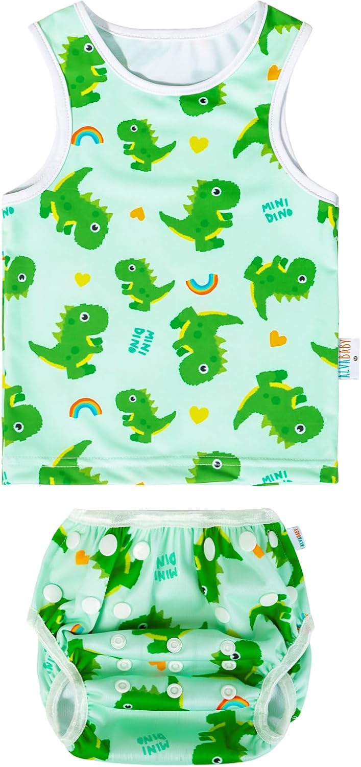 ALVABABY Toddler Swim Set - Reusable Diaper & Matching Top