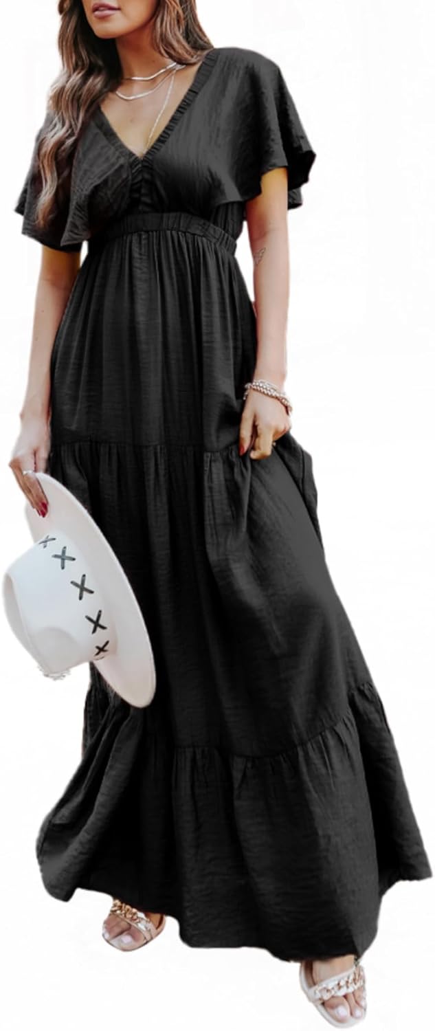 Amegoya Women's Casual Floral Maxi Dress for Summer Fun