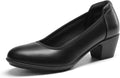 Women's Low Chunky Heels Block Work Pumps - Comfortable Office Dress