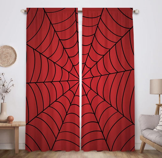 Allenjoy Superhero Spider Web Red Window Curtains for Kids Room