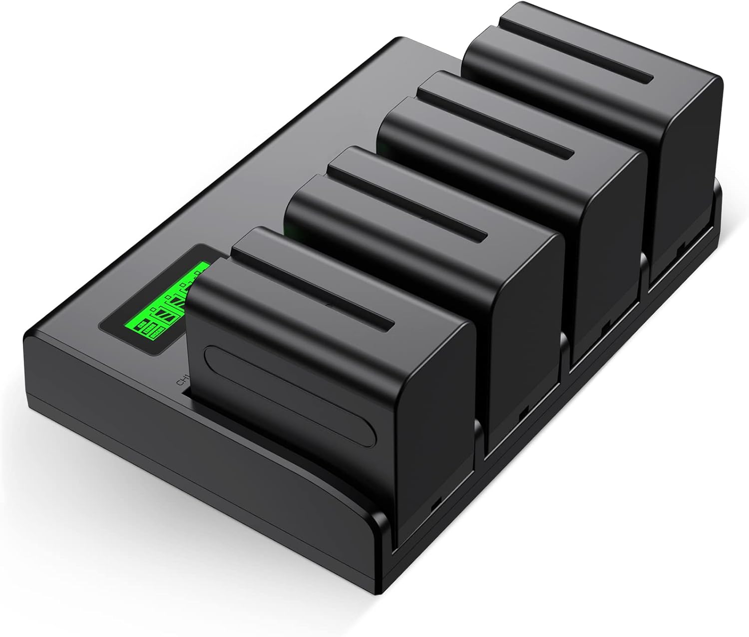 4 Pack NP-F970 Batteries with 4-Channel Charger for Sony Devices