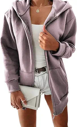 Yousify Women Casual Full Zip Up Plush Hoodie for All Seasons
