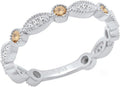 Alternating Round Gemstone and White Diamond 7 Stone Stackable Wedding