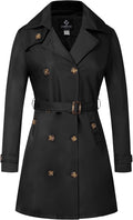 Trench Coats for Women Mid-Length Double Breasted Belted Overcoat