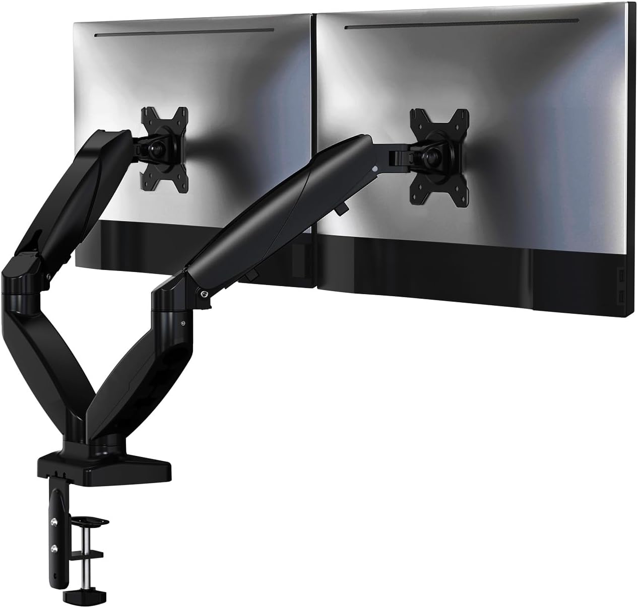 Dual Monitor Arm Stand for 17 to 32 Inch Screens - Pneumatic Mount