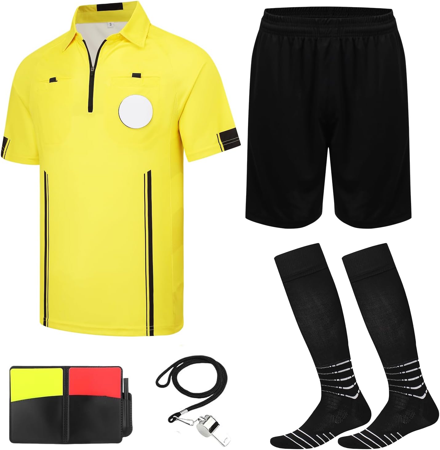 VKT Soccer Referee Kit with Shirt, Shorts, Socks, and Whistle