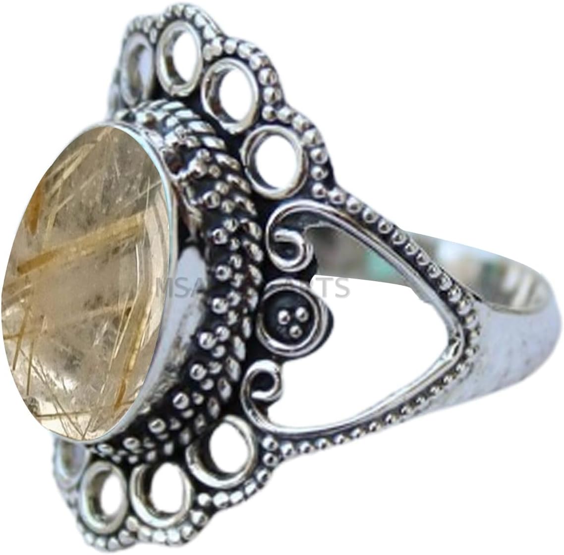 Solid 925 Sterling Silver Ring with Genuine Black Onyx Gemstone