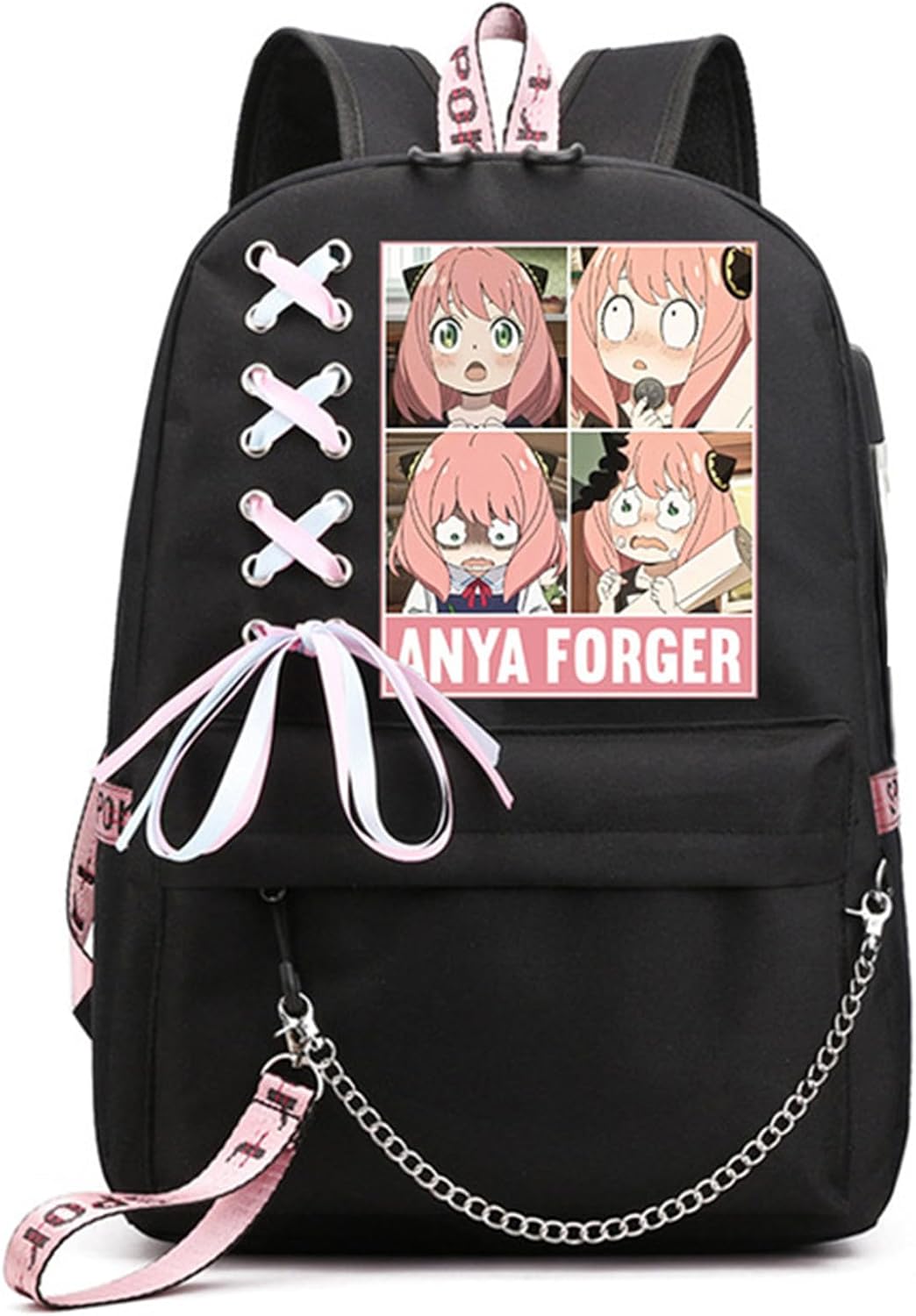 ISaikoy Anime Anya Forger Backpack with USB Port for School