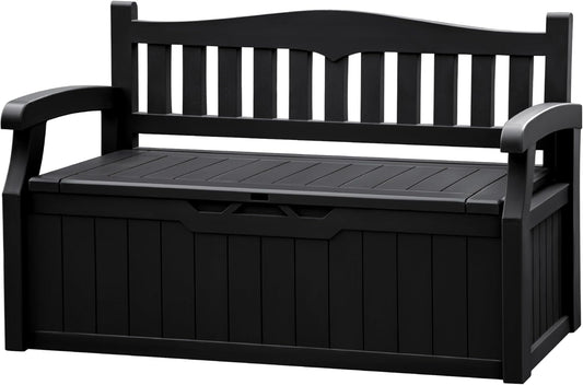 JUMMICO 80 Gallon Resin Outdoor Storage Bench for Your Patio