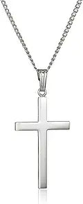 Sterling Silver Polished Cross Pendant Necklace - Timeless Everyday