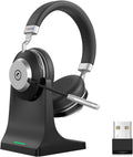 Wireless Headset with Mic for Work - Long Battery, Noise Canceling