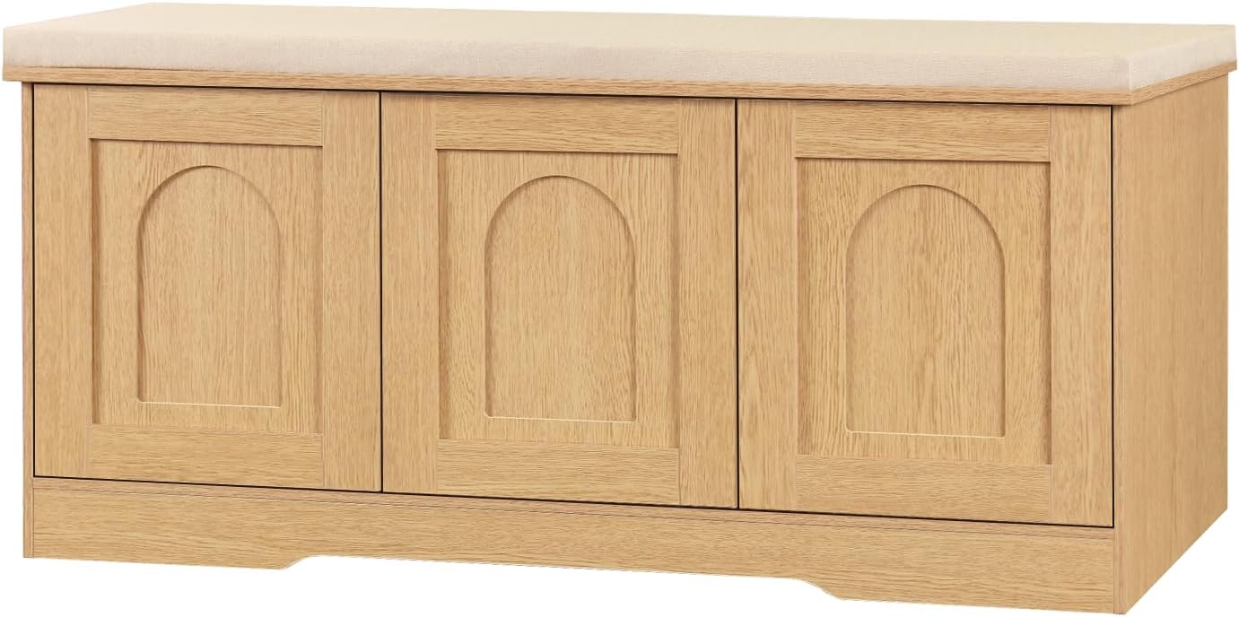 DINZI LVJ Shoe Bench with Cushion and 6-Cubby Storage Solution