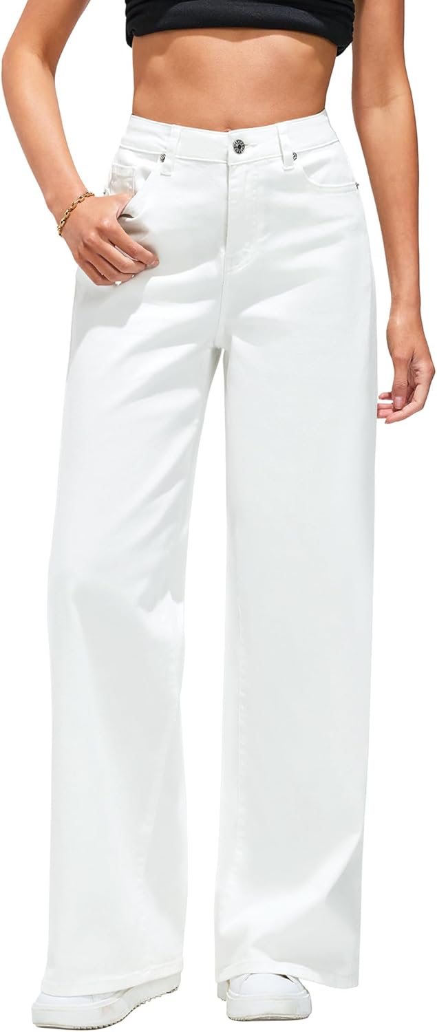 Wide Leg Jeans for Women High Waisted Stretchy Denim Pants