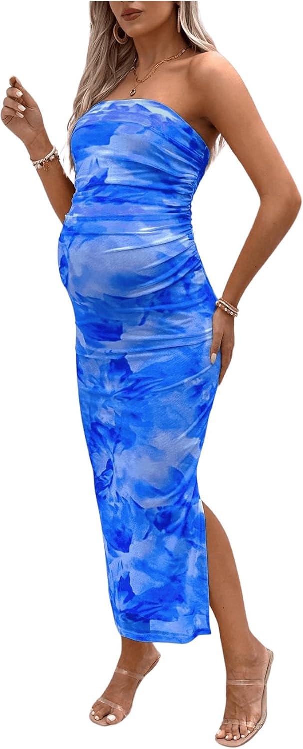 Milumia Women's Maternity Floral Mesh Tube Dress for All Occasions