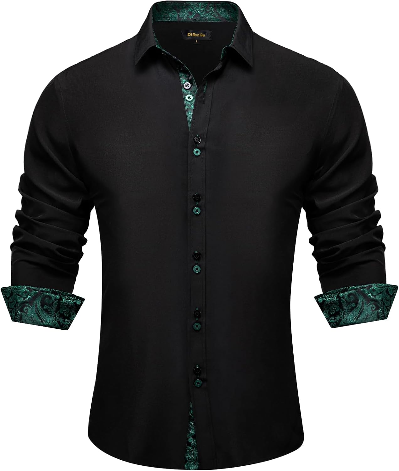 DiBanGu Men's Dress Shirt Long Sleeve Casual Button Down Style