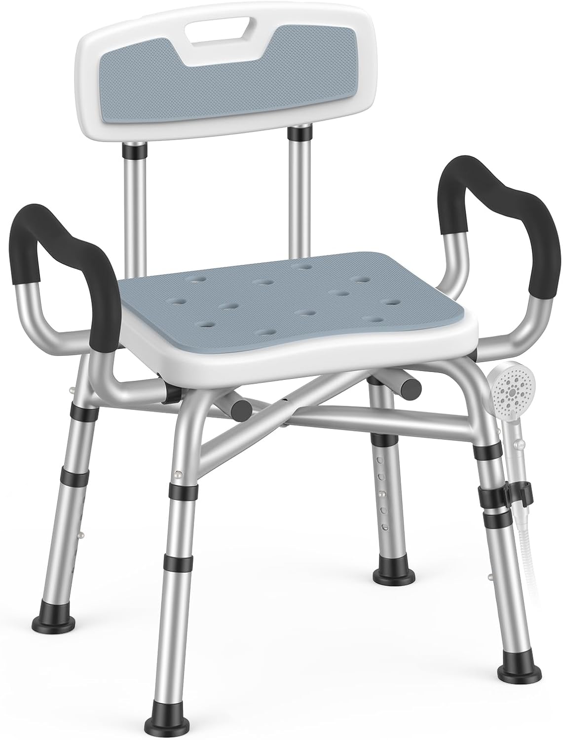 Shower Chair for Inside Shower with Arms and Back, Adjustable