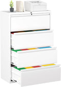 Greenvelly 4 Drawer File Cabinet - Wide Lockable Lateral Organizer