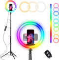 UBeesize 12 RGB Selfie Ring Light with 62 in Tripod Stand - Versatile