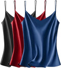 VIDUSSA Satin V Neck Cami Top Pack Womens Tank Tops - Silky Everyday