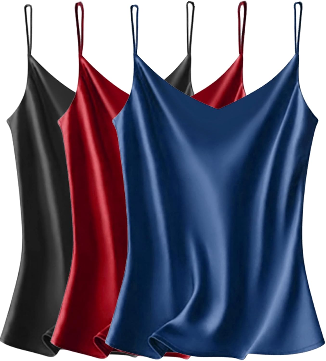 VIDUSSA Sexy Tank Tops for Women - Satin Cami V Neck Blouses