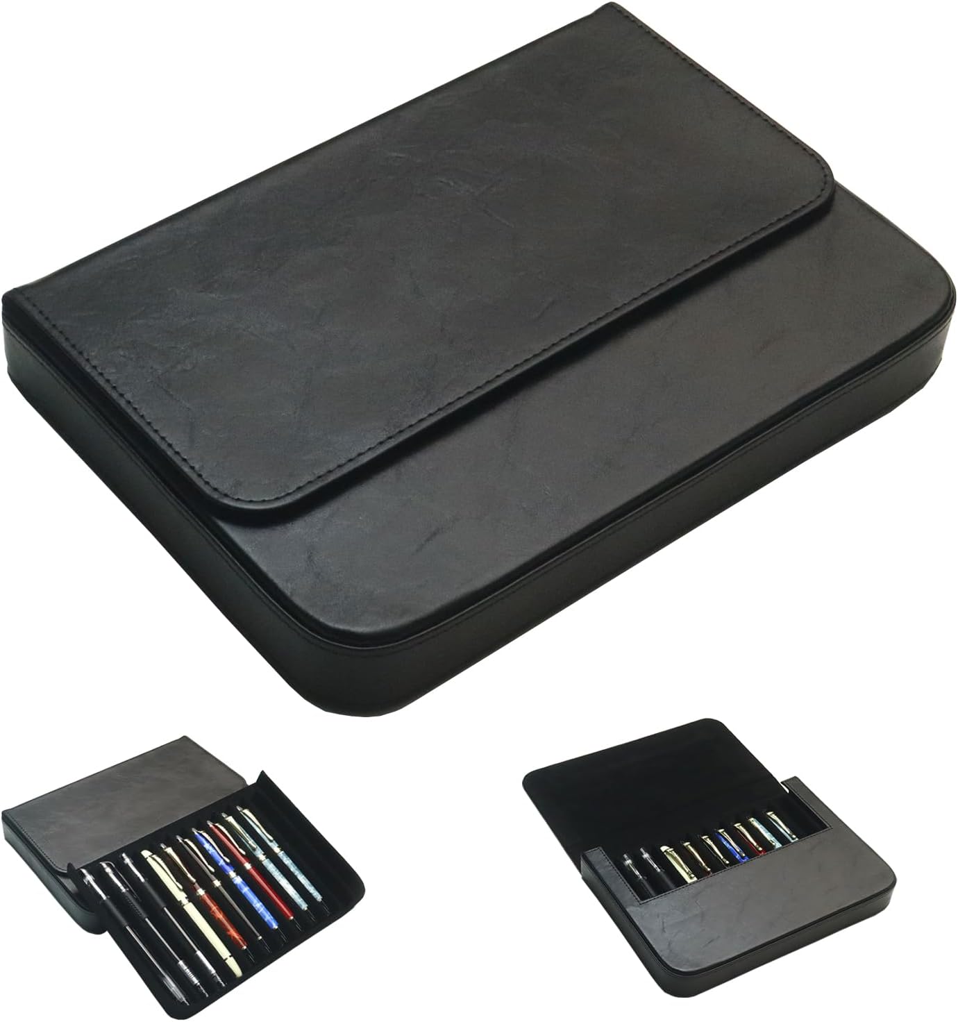 Leather 12 Fountain Pen/Pencil Tray Case Organizer for Travel