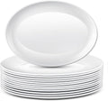 Dandat 14 in Oval Serving Platters - Durable White Party Trays