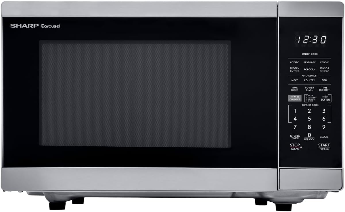 Sharp Alexa Compatible Microwave | Orville Redenbacher Certified | 1100W Stainless Steel