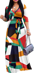 FANDEE Plus Size V-Neck Maxi Dress for Women - Casual Summer Style