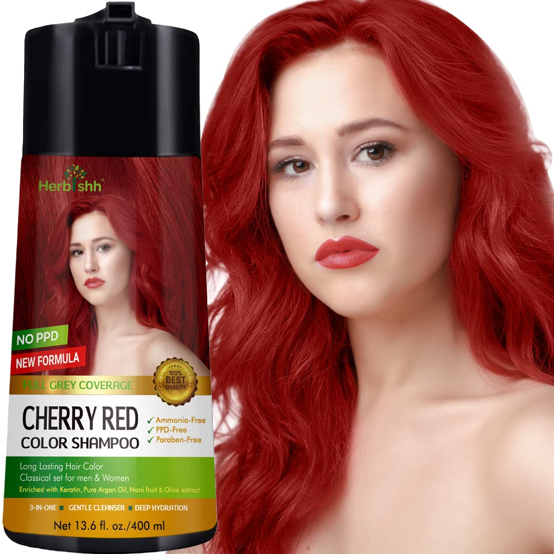 Herbishh Color Shampoo and Conditioner for Gray Hair - Cherry Red