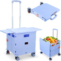 Foldable Utility Cart Collapsible Rolling Crate with Wheels - Portable