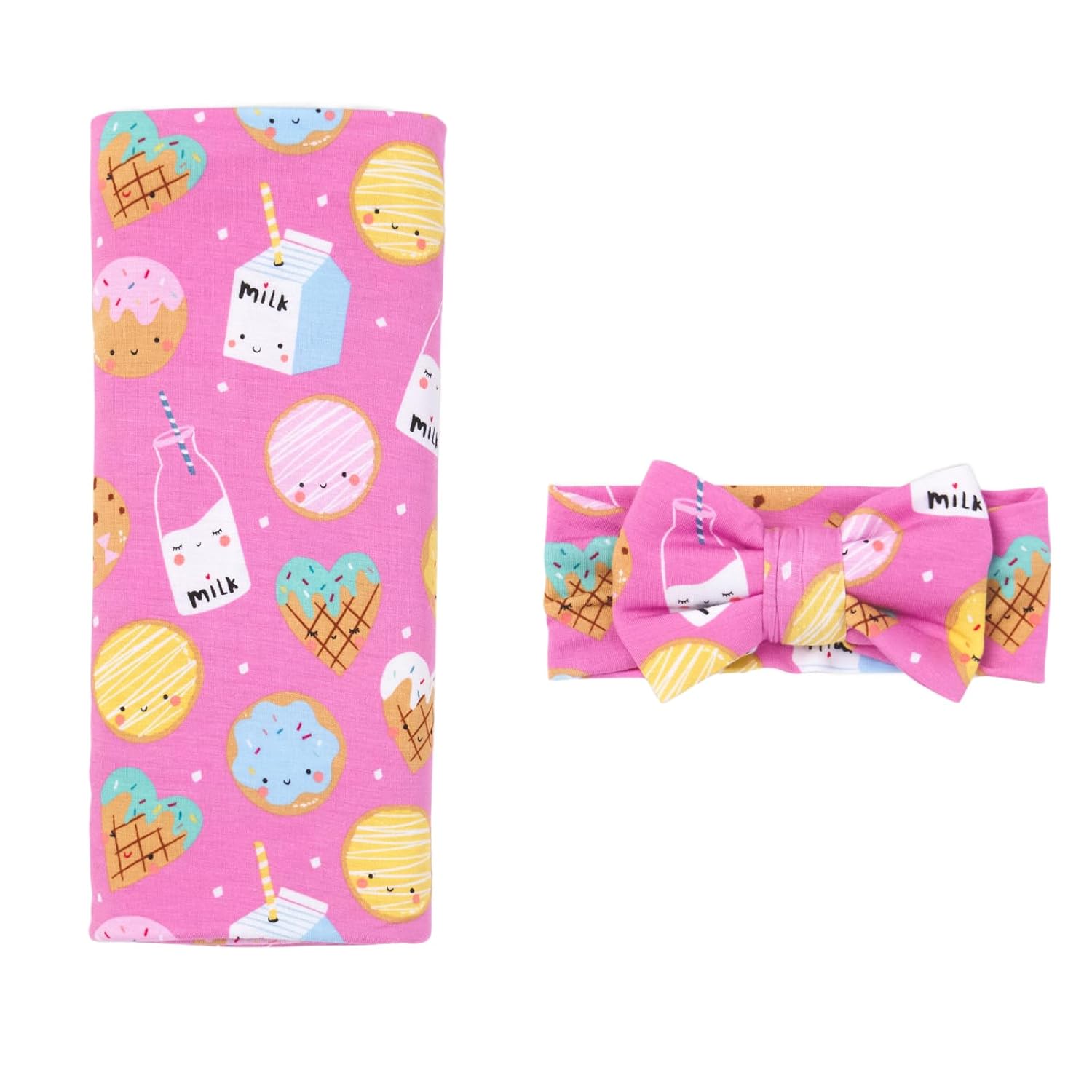 Little Sleepies Swaddle & Headband Bow Set for Newborn Girls