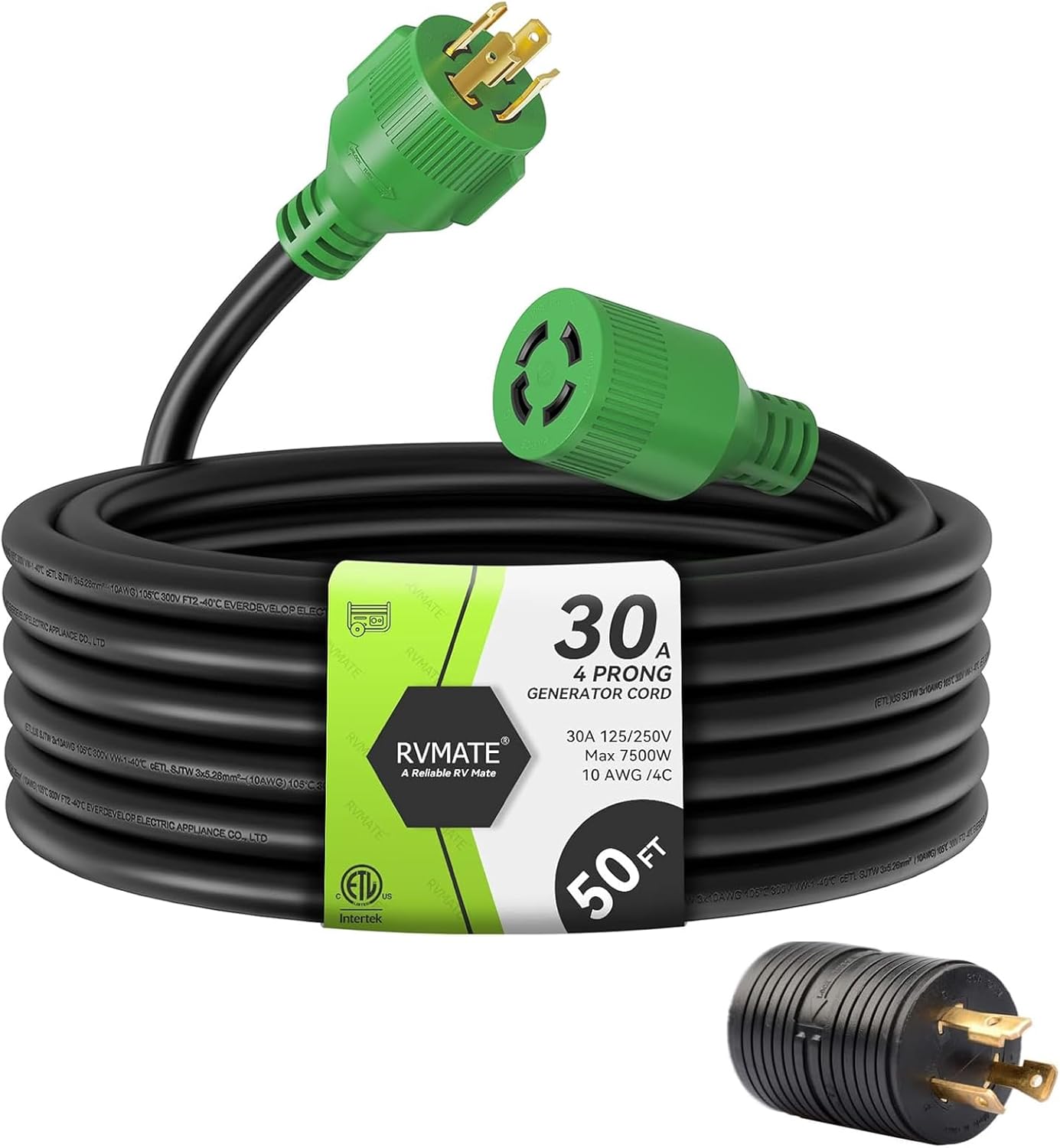 RVMATE 30 Amp Generator Cord 50 Feet for Safe Power Supply