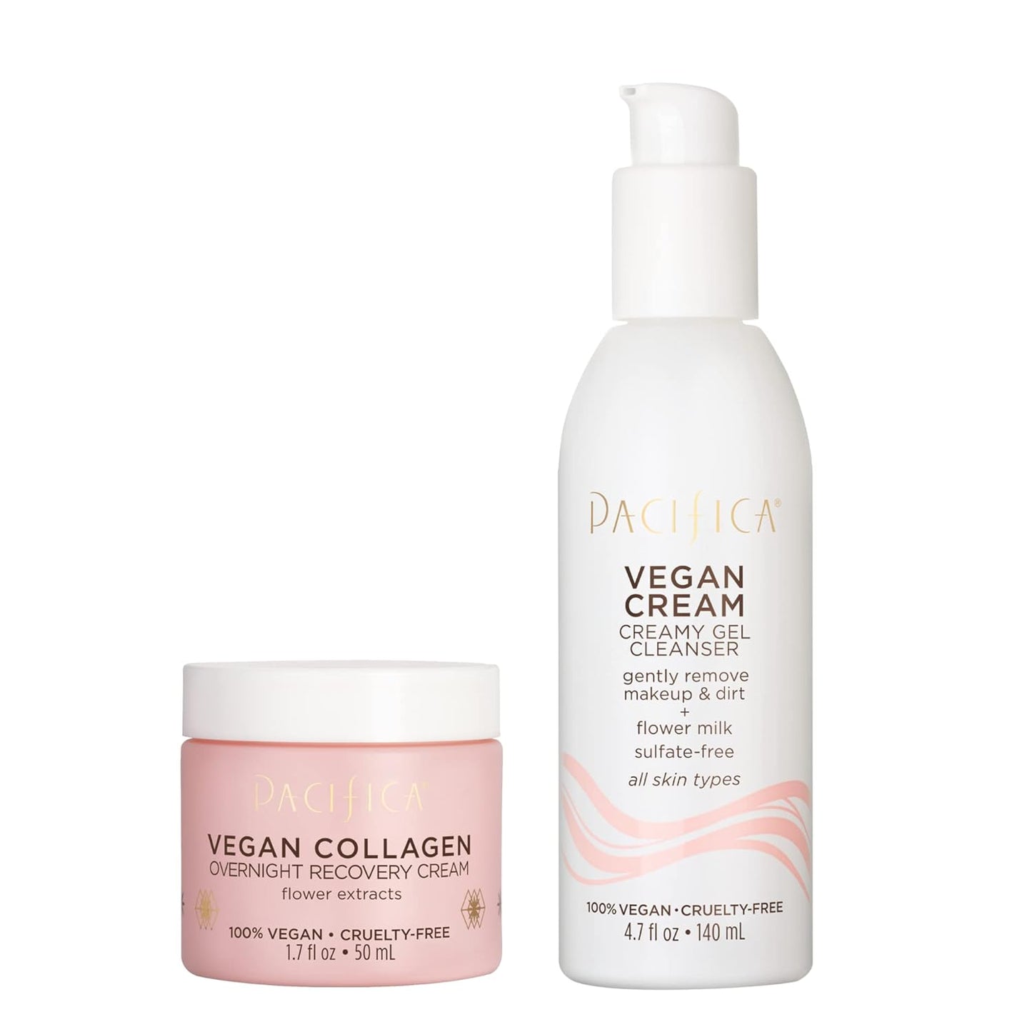 Pacifica Vegan Collagen Cleanser & Overnight Cream Set for Radiance