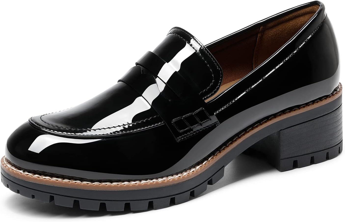 DREAM PAIRS Women's Platform Chunky Heeled Loafers for Style