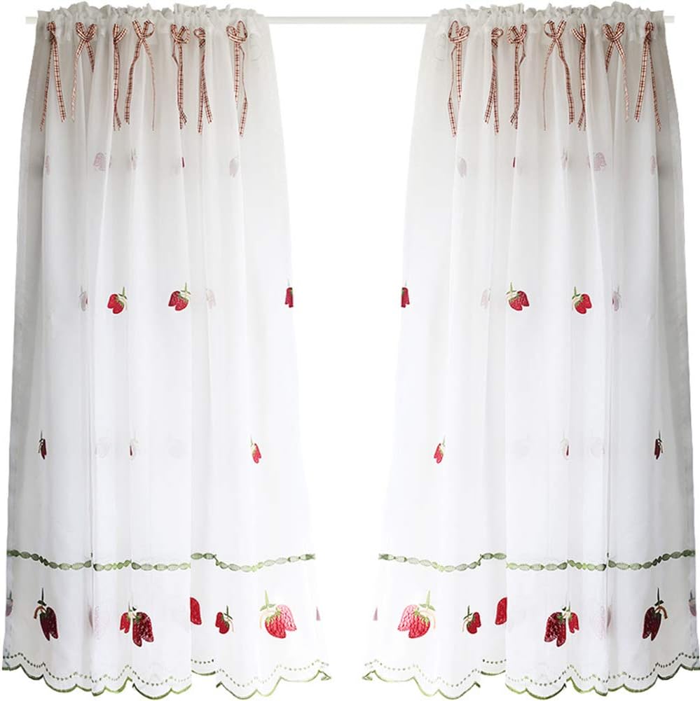 Elegant Strawberry Sheer Curtain 51 Length