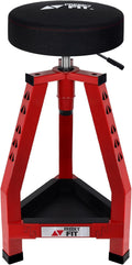 Adjustable Tall Shop Stool 350 LBS Capacity - Red Padded Swivel