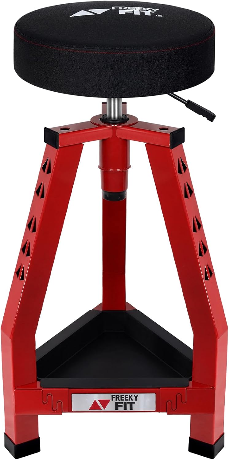 Adjustable Tall Shop Stool for Garage with Tool Tray Storage