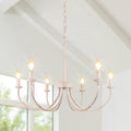 French Country Chandelier 6-Light Antique White Farmhouse - Timeless