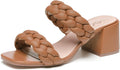 Braided Heeled Sandals Strappy Square Open Toe Heels - Comfortable 2in
