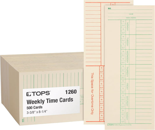 TOPS Time Cards Weekly 2-Sided Named Days 500-Count Pack
