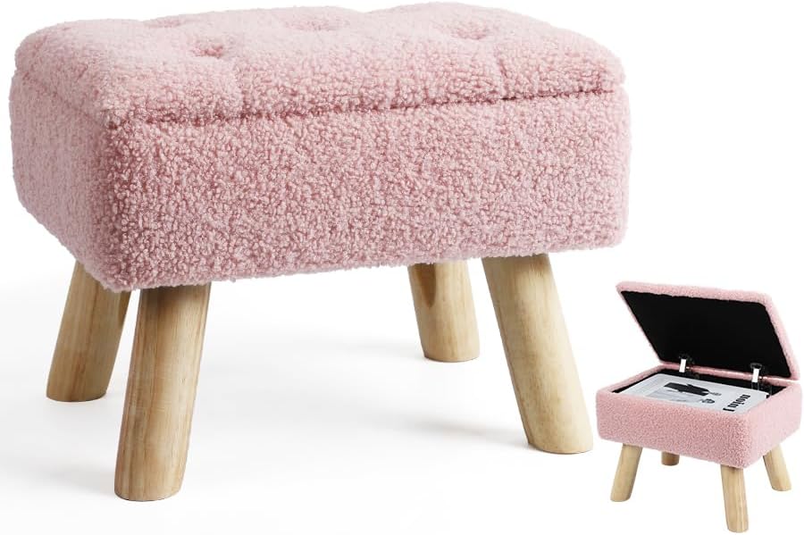 Storage Ottoman with Padded Seat for Living Room and Bedroom