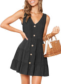 MITILLY Women's Casual T-Shirt Dress Sleeveless V Neck Button Down fit