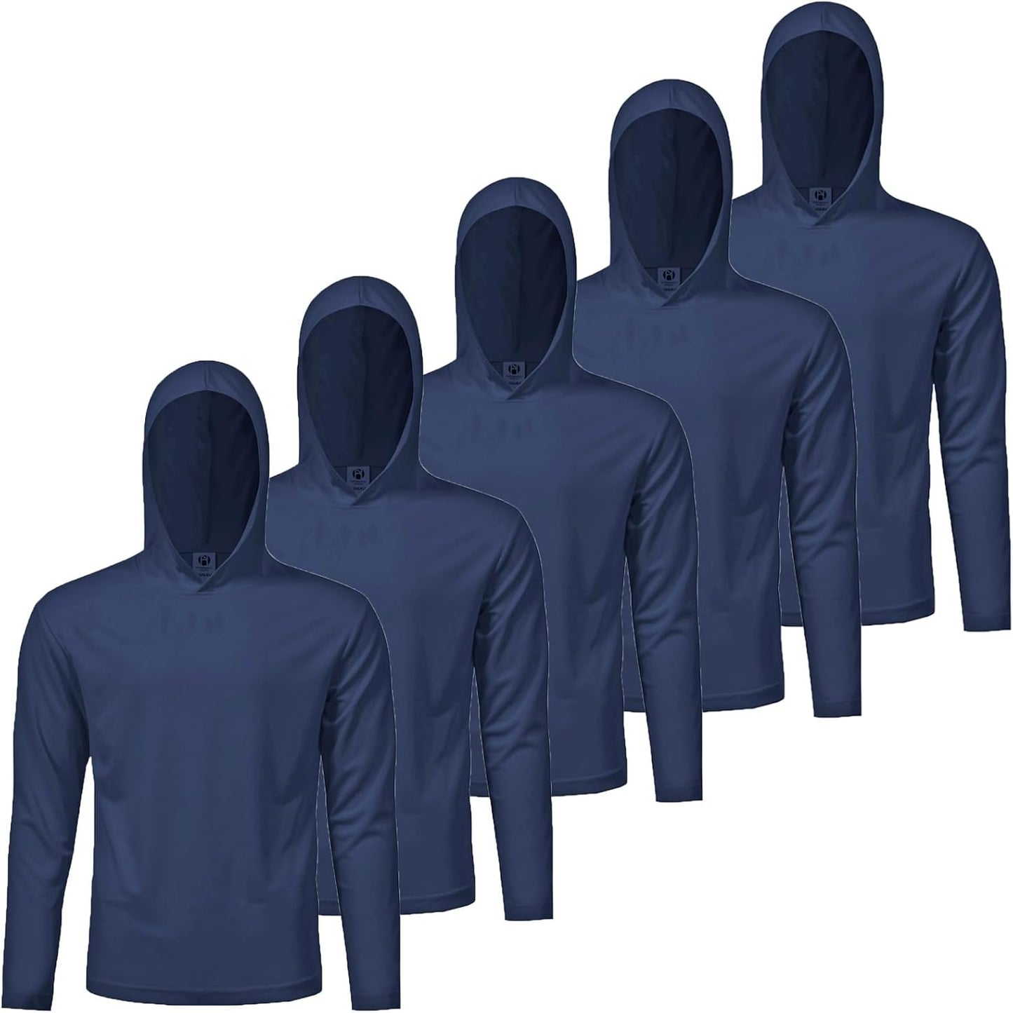 Mens Active Athletic Long Sleeve Hooded T-Shirts Set 5 Pack
