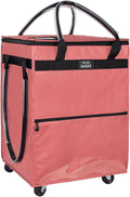 Reusable Grocery Bag on Wheels (Medium, Pink) - Durable Rolling Tote
