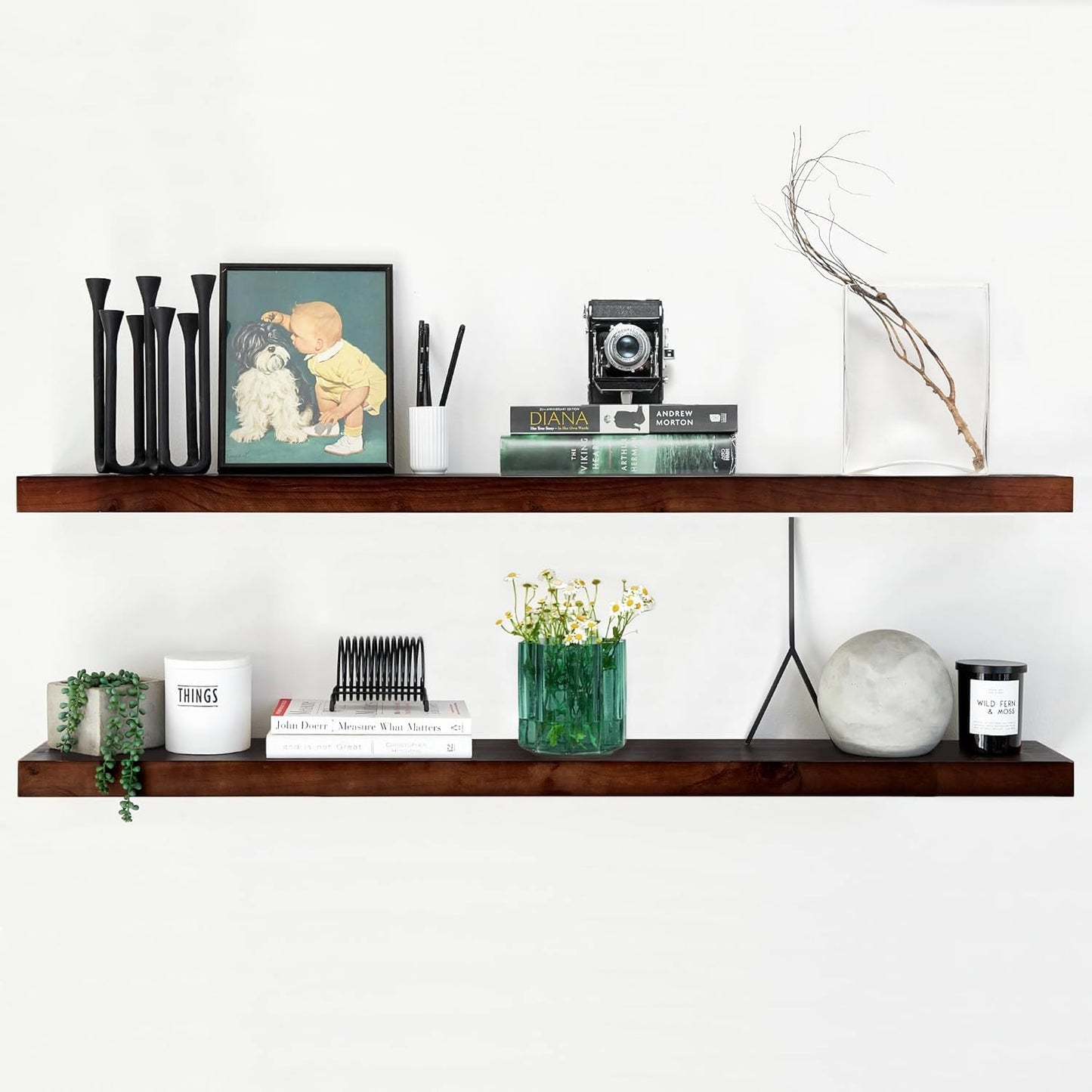48 Inch Walnut Floating Shelf Set of 2 for Elegant Decor