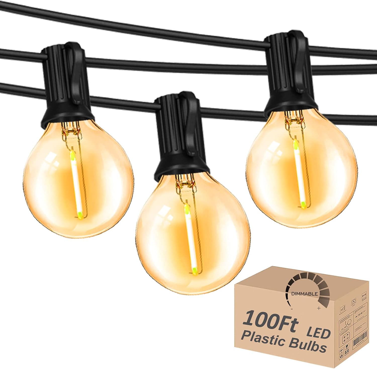 Outdoor String Lights 100FT Globe Lights for Cozy Ambiance