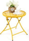 Folding Outdoor Side Table Round Metal Patio Table - Ready to Use