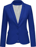 Womens Notched Lapel Pockets Button Work Blazer Jacket - Structured