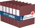 Premium Economy 6-Pack 3-Ring D-Ring Binders 2 in Burgundy - Durable